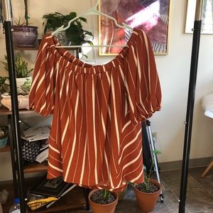 Anthropologie Off Shoulder Short Sleeve Top